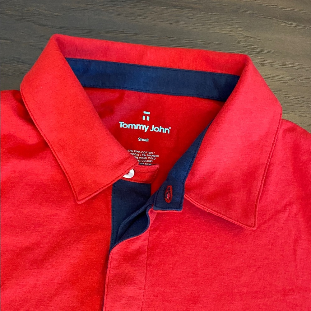 Tommy John Men's Pima cotton Red Polo Shirt size S - Picture 5 of 7